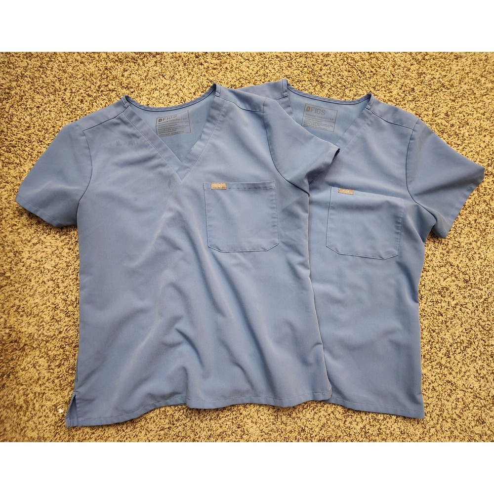 FIGS Technical Collection Blue V-Neck Scrub Tops Set of 2 Womens Small S/P